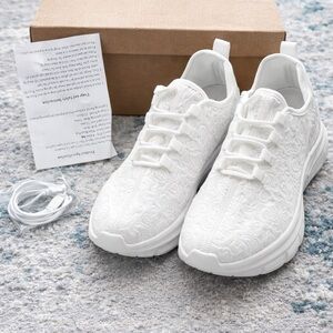 Fiber Optic LED Light-Up White Embroidered Sneakers | Size 9 | NEW